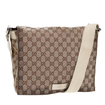 GUCCI GG Canvas Shoulder Bag Beige Silver 146236 Auth 87424