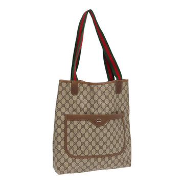 GUCCI GG Supreme Web Sherry Line Tote Bag PVC Beige Red 40 02 003 Auth 87629