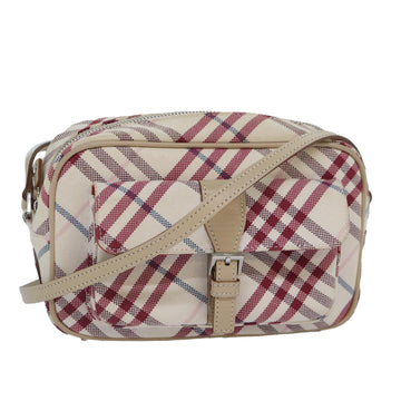 BURBERRY Nova Check Blue Label Shoulder Bag Canvas White Auth 87637