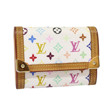 LOUIS VUITTON Monogram Multicolor Porte Monnaie Plat White M92657 LV Auth 87721