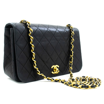 CHANEL Full Flap Chain Shoulder Bag Black Quilted Lambskin