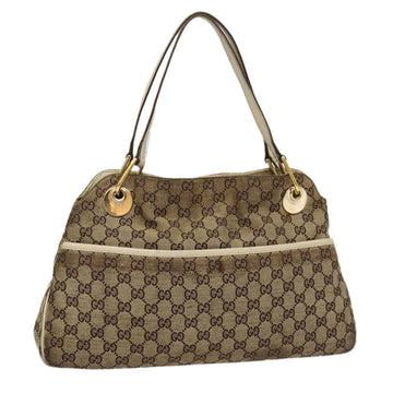 GUCCI GG Canvas Shoulder Bag Beige White gold 121023 Auth 87783