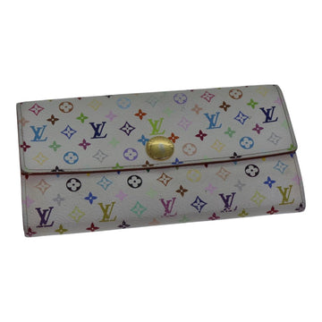 LOUIS VUITTON Multicolor Portefeuille Sarah Wallet White M93532 LV Auth 87796