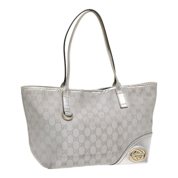 GUCCI GG Canvas Tote Bag Silver Auth 87799