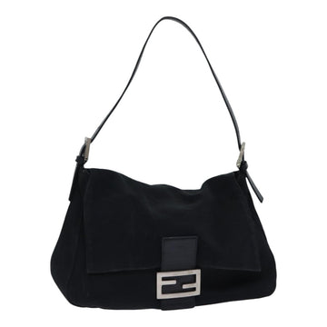 FENDI Mamma Baguette Shoulder Bag Nylon Black Silver Auth 87809