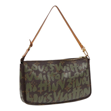 LOUIS VUITTON Monogram Graffiti Pochette Accessoires Green M92191 LV Auth 87824