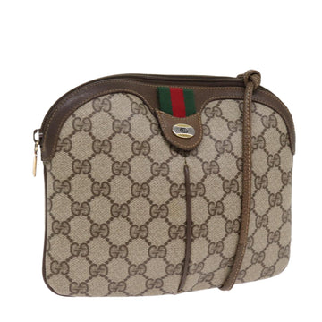 GUCCI GG Supreme Web Sherry Line Shoulder Bag PVC Beige 904 02 047 Auth 87866