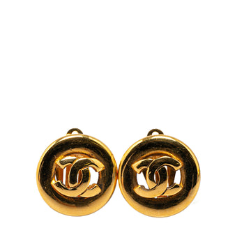 CHANEL Gold Plated CC Clip On Earrings Costume Earrings