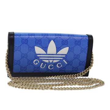 GUCCI GG Supreme Adidas Collaboration Chain Shoulder Wallet 621892 Auth 88144A