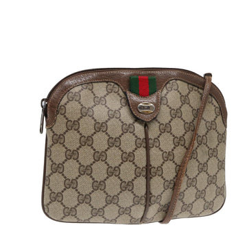 GUCCI GG Supreme Web Sherry Line Shoulder Bag PVC Beige 904 02 047 Auth 88145