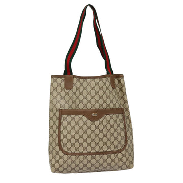 GUCCI GG Supreme Web Sherry Line Tote Bag PVC Beige Red 39 02 003 Auth 88151