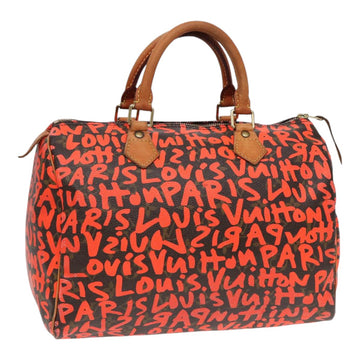 LOUIS VUITTON Monogram Graffiti Speedy 30 Hand Bag Orange M93705 LV Auth 88440