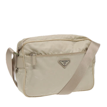 PRADA Shoulder Bag Nylon White Silver Auth 88471