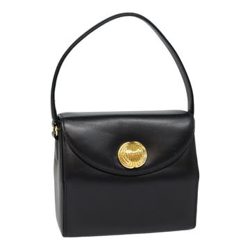 GIVENCHY Hand Bag Leather Black Gold Auth 88476