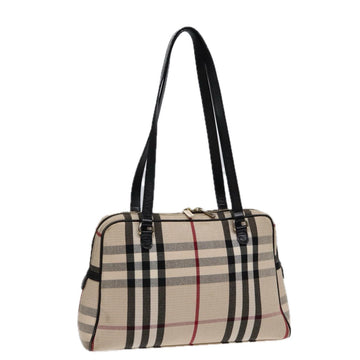 BURBERRY Nova Check Shoulder Bag Canvas Beige Gold Auth 88489