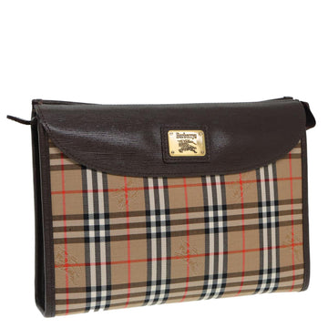 BURBERRYSs Nova Check Clutch Bag Canvas Leather Beige Brown Auth 88490