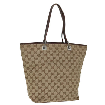 GUCCI GG Canvas Tote Bag Beige Silver 002 1098 Auth 88521