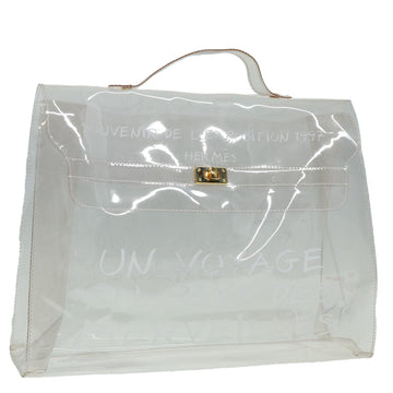 HERMES Vinyl Kelly Hand Bag Vinyl Clear Auth 88638