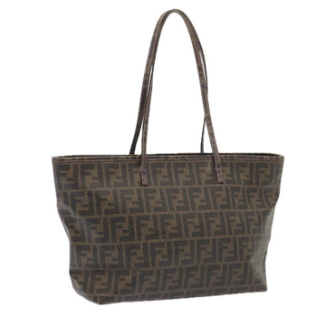 FENDI Zucca Canvas Tote Bag Brown Black Auth 88673