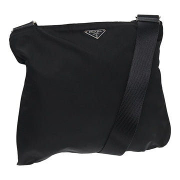 PRADA Shoulder Bag Nylon Black Silver Auth 88678