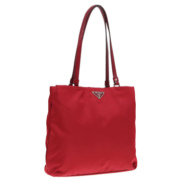 PRADA Hand Bag Nylon Red Silver Auth 88758