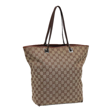 GUCCI GG Canvas Tote Bag Beige Silver 31243 Auth 88782