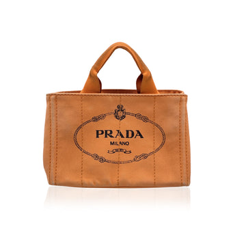 PRADA Orange Canvas Canapa Logo Small Tote Bag Bn2439