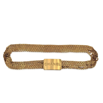 CHANEL Vintage Gold Metal Multi Strand Chain Belt Logo Plate