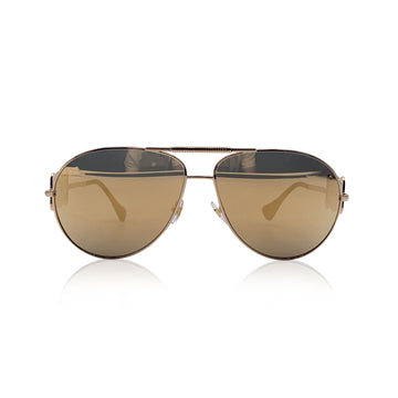 VERSACE Gold Metal Aviator Medusa Sunglasses Mod. 2249 65/14