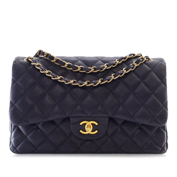 CHANEL Jumbo Classic Caviar Double Flap Shoulder Bag