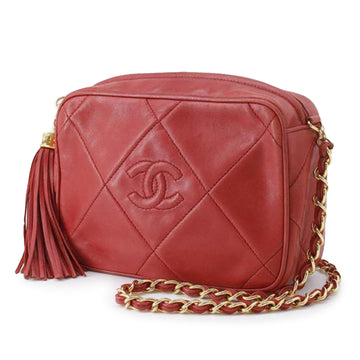 CHANEL CC Lambskin Leather Tassel Crossbody Bag