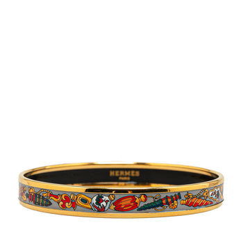 Hermes Narrow Qu Importe Le Falcon Enamel Bangle  70 Costume Bracelet