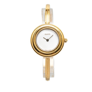 GUCCI Quartz Gold Plated Interchangeable Bezel Watch