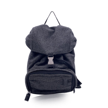 PRADA Vintage Grey Wool Single Buckle Backpack Shoulder Bag