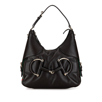 GUCCI Leather Web Horsebit Heritage Hobo Shoulder Bag