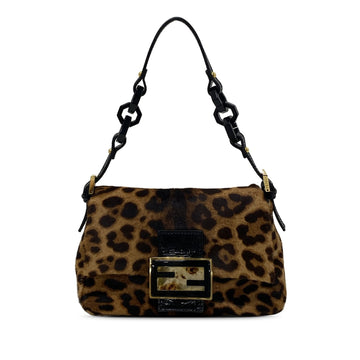 FENDI Mini Leopard Print Pony Hair Chain Mamma Forever Shoulder Bag