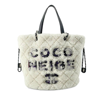 CHANEL Shearling Coco Neige Tote Satchel