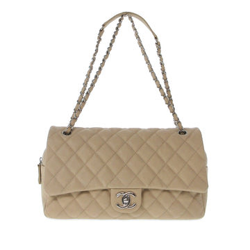 CHANEL Jumbo Quilted Caviar Easy Flap Bag