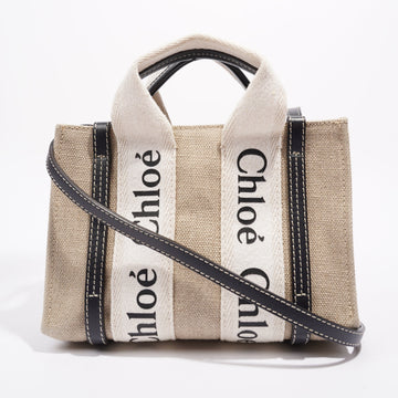 Chloe Woody Tote Beige Canvas Mini