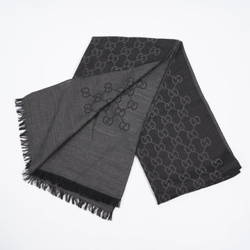 Gucci GG Wool Silk Stole Black / Dark Grey Wool