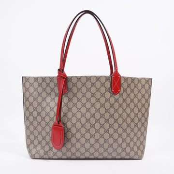 Gucci Reversible Supreme GG Tote Beige / Red Coated Canvas