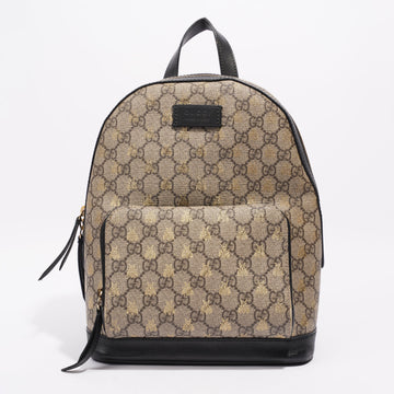 Gucci Bee Backpack Supreme Print / Black Coated Canvas Small