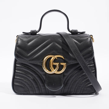 Gucci GG Marmont Mini Top Handle Black Matelasse Leather