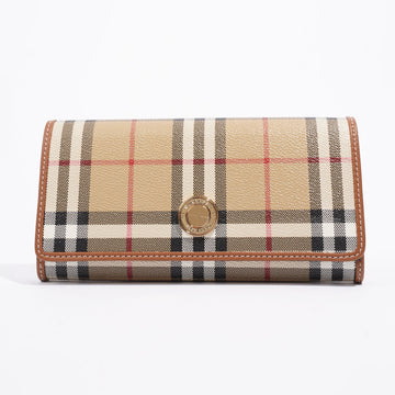 Burberry Continental WalletPrice Archive Beige Coated Canvas