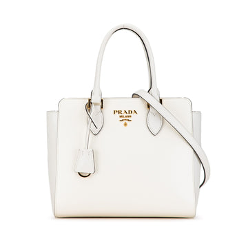 PRADA Saffiano Soft Calf Zippered Tote Satchel