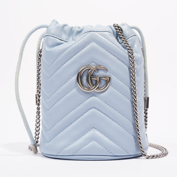Gucci Marmont Bucket Bag Baby Blue Matelasse Leather Mini