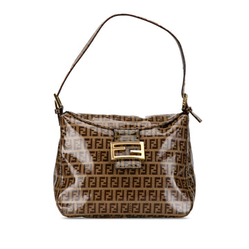 FENDI Zucchino Crystal Double Flap Shoulder Bag