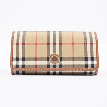 Burberry Check Continental Wallet Archive Beige Calfskin Leather