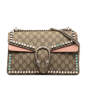 GUCCI Small Crystal Embellished GG Supreme Dionysus Shoulder Bag