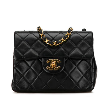 CHANEL Mini Square Classic Lambskin Single Flap Crossbody Bag